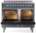 Ilve UPDI406NMPBGC Nostalgie Ii 40 Inch Electric Freestanding Range In Blue Grey With Chrome Trim on Sale