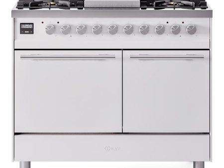 Ilve UPD40FQMPWHLP Ilve Professional Plus Ii 40 Upd40Fqmpwh Freestanding Dual Fuel Range With 6 Sealed Burners Yes Double Oven With Solid Door In White With Stainless Steel Knobs Online Hot Sale