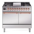 Ilve UPD40FQNMPSSPLP Nostalgie Ii 40 Inch Dual Fuel Liquid Propane Freestanding Range In Stainless Steel With Copper Trim Online