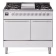 Ilve UPD40FQMPWH Ilve Professional Plus Ii 40 Upd40Fqmpwh Freestanding Dual Fuel Range With 6 Sealed Burners Yes Double Oven With Solid Door In White With Stainless Steel Knobs Cheap