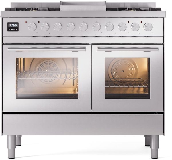 Ilve UPD40FWMPSS Professional Plus Ii 40 Inch Dual Fuel Natural Gas Freestanding Range In Stainless Steel With Trim Online now