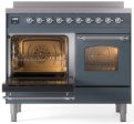 Ilve UPDI406NMPBGC Nostalgie Ii 40 Inch Electric Freestanding Range In Blue Grey With Chrome Trim on Sale