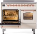 Ilve UPDI406NMPAWP Nostalgie Ii 40 Inch Electric Freestanding Range In Antique White With Copper Trim Online Sale