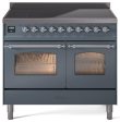 Ilve UPDI406NMPBGC Nostalgie Ii 40 Inch Electric Freestanding Range In Blue Grey With Chrome Trim on Sale