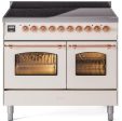 Ilve UPDI406NMPAWP Nostalgie Ii 40 Inch Electric Freestanding Range In Antique White With Copper Trim Online Sale