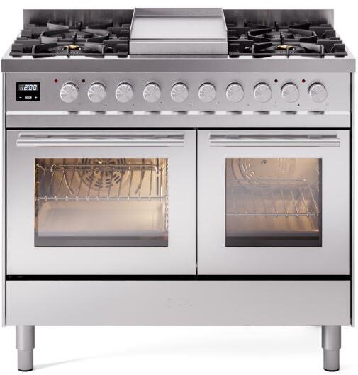 Ilve UPD40FWMPSSLP Professional Plus Ii 40 Inch Dual Fuel Liquid Propane Freestanding Range In Stainless Steel With Trim Hot on Sale