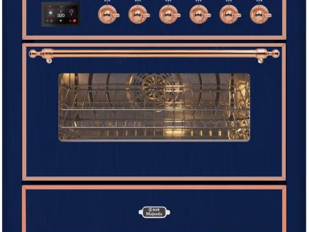 Ilve UM09FDNS3MBP Majestic Ii 36 Inch Dual Fuel Natural Gas Freestanding Range In Blue With Copper Trim Cheap