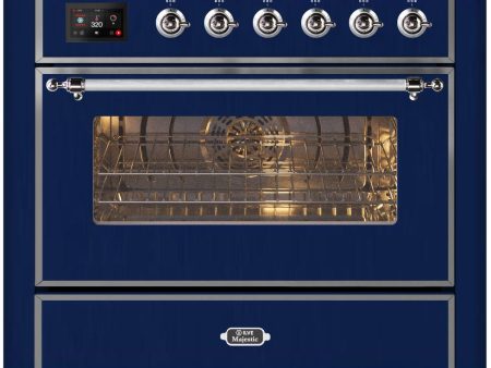 Ilve UM09FDNS3MBC Majestic Ii 36 Inch Dual Fuel Natural Gas Freestanding Range In Blue With Chrome Trim For Discount