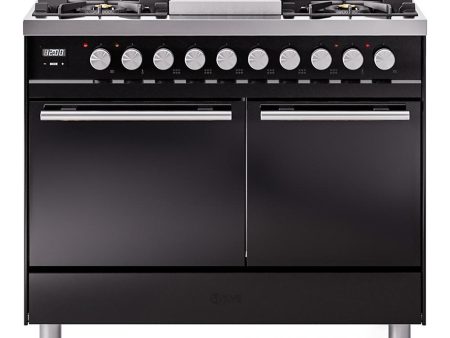 Ilve UPD40FQMPBK Ilve Professional Plus Ii 40 Upd40Fqmpbk Freestanding Dual Fuel Range With 6 Sealed Burners Yes Double Oven With Solid Door In Glossy Black With Stainless Steel Knobs Online