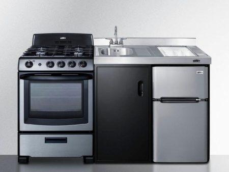 Summit ACK63GASBSS 63  Wide All-In-One Kitchenette With Gas Range Cheap