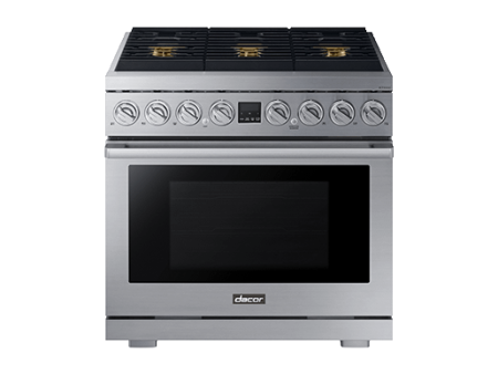 Dacor DOP36T86DLS Transitional 36  Dual-Fuel Range, Silver Stainless Steel, Natural Gas Liquid Propane Supply